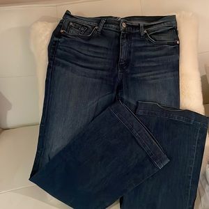 7 For All Mankind “dojo” denim. Dark wash, wide leg. Size 28.